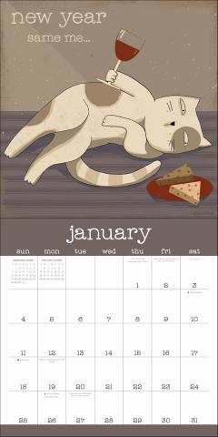 Calendar de perete - Ianuarie 2026 - Decembrie 2026 - A Year of Snarky Cats
