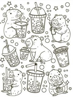 Capybara Cuties: Cozy Colouring Book