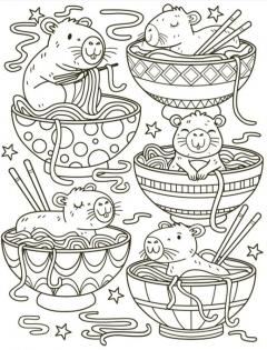 Capybara Cuties: Cozy Colouring Book