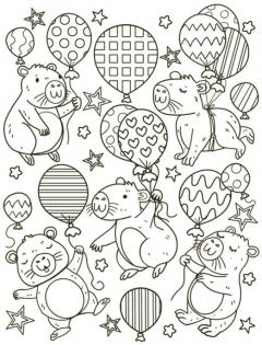 Capybara Cuties: Cozy Colouring Book