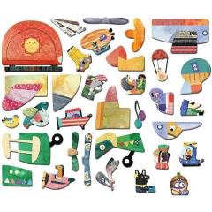 Puzzle magnetic in cutie metalica - Avioane, 30 piese