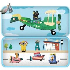 Puzzle magnetic in cutie metalica - Avioane, 30 piese