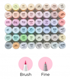 Set 48 markere - Ohuhu Honolulu B - Pastel Brush & Fine