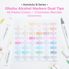 Set 48 markere - Ohuhu Honolulu B - Pastel Brush & Fine