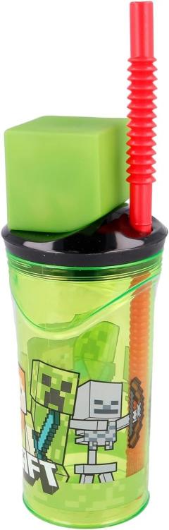 Pahar cu pai si figurina - Minecraft - Tumbler