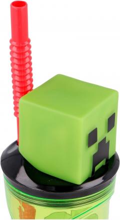 Pahar cu pai si figurina - Minecraft - Tumbler