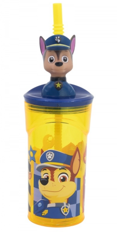 Pahar cu pai si capac figurina Paw Patrol Boy Rescue Pups