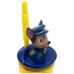 Pahar cu pai si capac figurina Paw Patrol Boy Rescue Pups