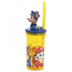 Pahar cu pai si capac figurina Paw Patrol Boy Rescue Pups