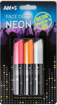 Set 3 markere speciale pentru pictura pe fata - Amos Neon