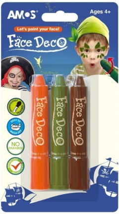 Set 3 markere speciale pentru pictura pe fata - Amos Pirat