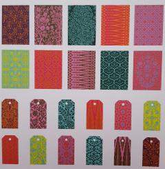 Set 10 hartii pentru impachetat si 12 etichete pentru cadou - Patterns of India