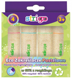 Set 4 evidentiatoare - Strigo Eco-Friendly - Piersica, verde, albastru, roz