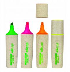 Set 4 evidentiatoare - Strigo Eco-Friendly - Piersica, verde, albastru, roz