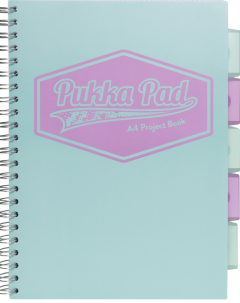 Caiet cu spirala si separatoare - Pukka Project Book - Pastel - A4, Menta