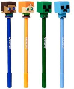 Set 4 pixuri cu stergere si topper Minecraft Chibi