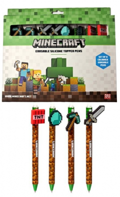 Set 8 pixuri cu stergere si topper Minecraft Tools