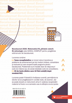 Bacalaureat 2026. Matematica (Stiintele naturii. Tehnologic)