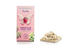 Ciocolata alba cu busuioc si capsuni cu stevia (fara zahar) - Sweeteria herbs, 100g