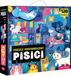Puzzle Fosforescent - Pisici, 120 piese