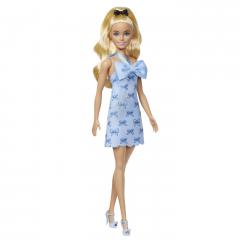 Papusa - Barbie Fashionistas - Blonda cu rochie albastra cu fundite