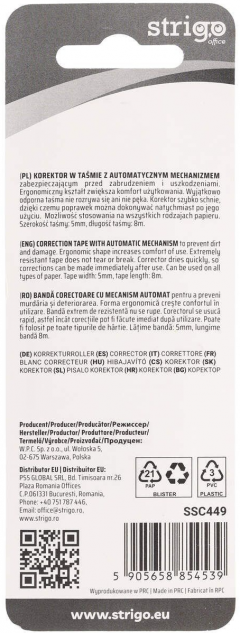 Banda corectoare Strigo, tip pix cu mecanism - Verde