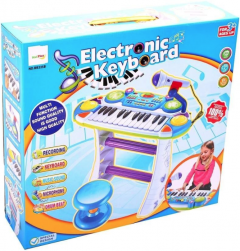 Instrument muzical - Pianina electronica cu scaun si microfon - Malplay, albastru