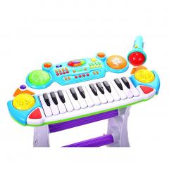 Instrument muzical - Pianina electronica cu scaun si microfon - Malplay, albastru