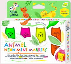 Set 4 mini-markere - Neon - Animale