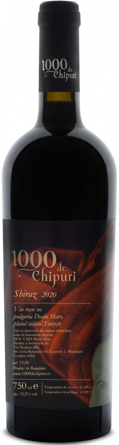 Vin rosu - 1000 de Chipuri - Shiraz, sec, 2020