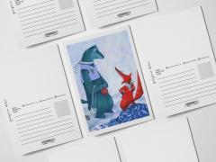 Carte postala - Ursul pacalit de vulpe