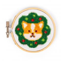 Set creativ broderie - Dog with Wreath - Kikkerland