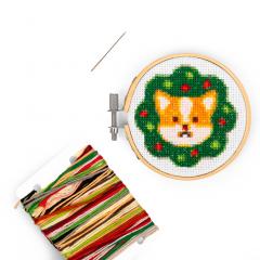 Set creativ broderie - Dog with Wreath - Kikkerland