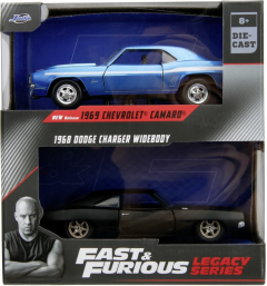 Set 2 masinute metalice - Fast &Furios - Chevrolet Camaro 1969 si Dodge Charger Widebody 1968