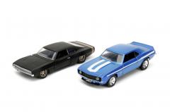 Set 2 masinute metalice - Fast &Furios - Chevrolet Camaro 1969 si Dodge Charger Widebody 1968