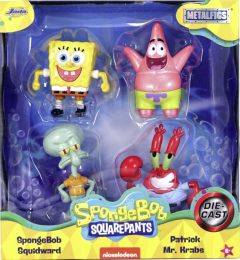 Set 4 figurine metalice - Sponge Bob - Sponge Bob, Squidward, Patrick, Mr.Krabs