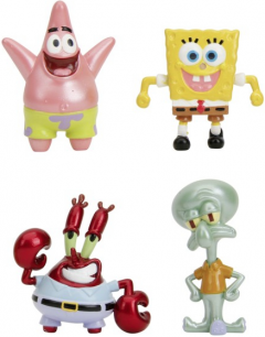 Set 4 figurine metalice - Sponge Bob - Sponge Bob, Squidward, Patrick, Mr.Krabs