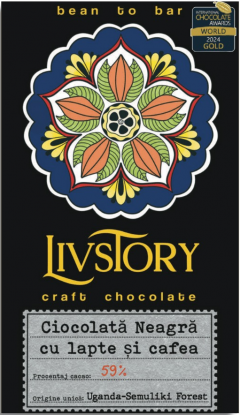 Ciocolata neagra cu lapte si cafea - Livstory, 65g