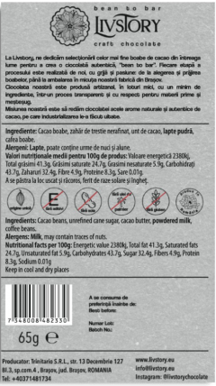 Ciocolata neagra cu lapte si cafea - Livstory, 65g