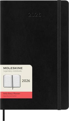 Agenda 2026 - Moleskine Classic 12 Months Daily Planner - Softcover, Large (Black)