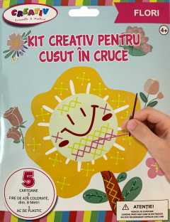Kit creativ pentru cusut in cruce - Flori