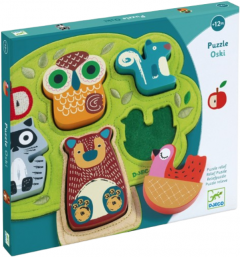 Puzzle din lemn si fetru - Oski, 5 piese