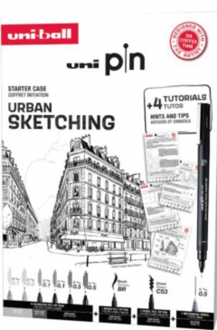 Set 6 linere cadou + 1 pensula + 1 creion mecanic 0.5 mm + 1CS3 + 1 perie - Urban Sketching