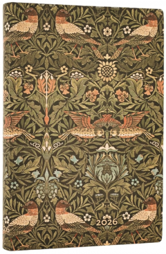 Agenda 2026 - Paperblanks - Morris Birds (William Morris) - Mini 12-Month Horizontal Softcover Flexi