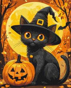 Set pictura pe numere - Pisica Halloween
