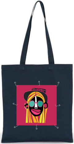 Tote bag cu patch detasabil Hipsterita - Albastru