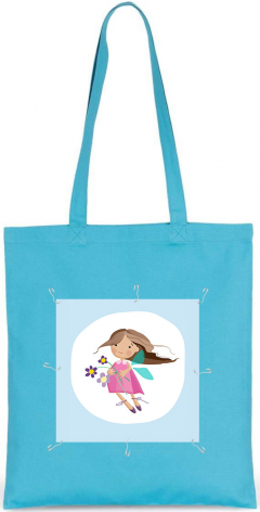 Tote bag cu patch detasabil Zana - Albastru