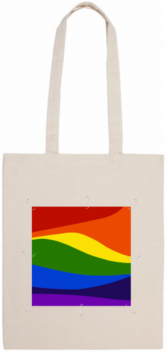 Tote bag cu patch detasabil Curcubeu - Alb