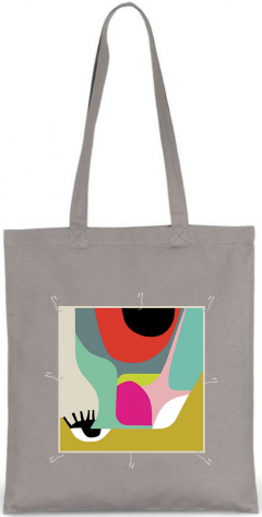 Tote bag cu patch detasabil Punct de vedere - Gri