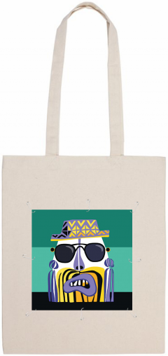 Tote bag cu patch detasabil Hipster - Alb